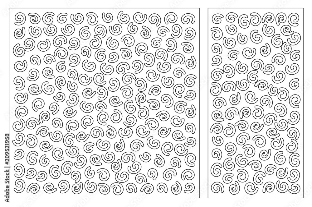 Set decorative card for cutting. Doodle style pattern. Laser cut panel. Ratio 1:1, 1:2. Vector illustration.