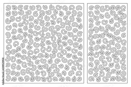 Set decorative card for cutting. Doodle style pattern. Laser cut panel. Ratio 1:1, 1:2. Vector illustration.