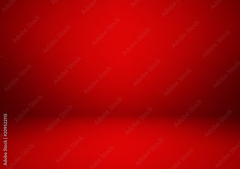Empty red studio room, used as background for display your products 