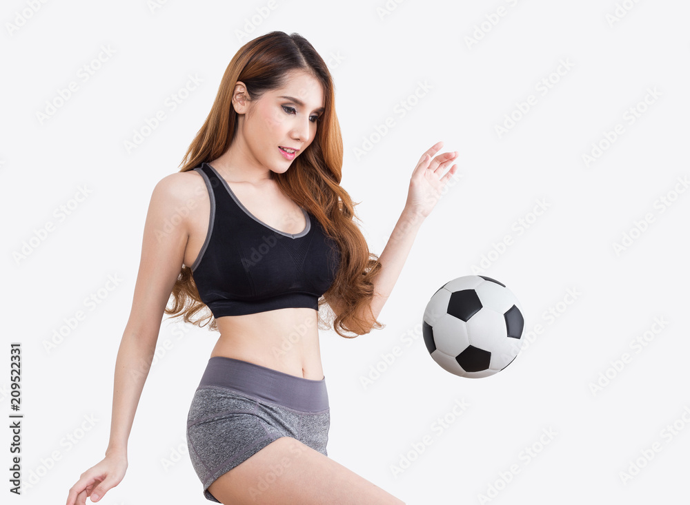 Young sexy woman with soccer ball Young sexy woman with soccer ball