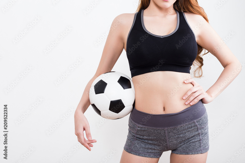 Sexy woman body with soccer ball Sexy woman body with soccer ball