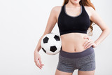 Sexy woman body with soccer ball