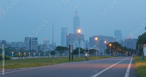 Taipei city river side in the evening