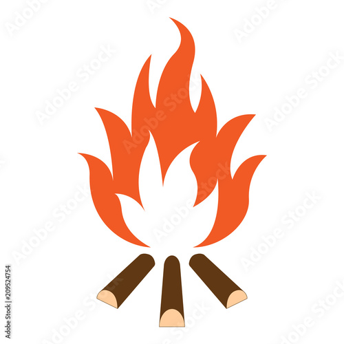 Campfire and firewood. Vector illustration.