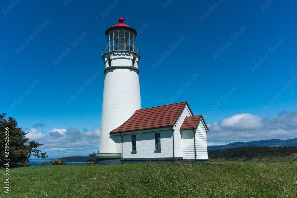 Cape Blanco Lighthouse on a beautiful sunny day near Bandon on the Oregon Coast