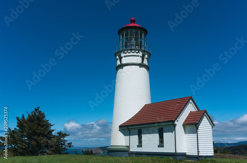 Cape Blanco Lighthouse on a beautiful sunny day near Bandon on the Oregon Coast