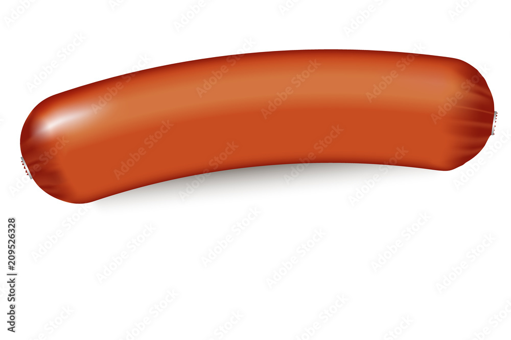 Realistic meat sausage for grilling, isolated on white background. Element for your design. Vector illustration.Основные RGB Realistic meat sausage for grilling, isolated on white background. Element for your design. Vector illustration.Основные RGB