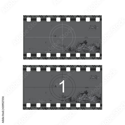 Vintage movie film strip with countdown border vector illustration