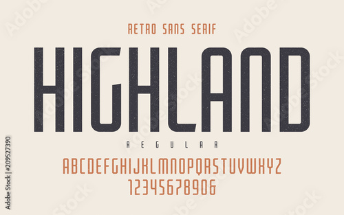 Highland vector condensed regular retro typeface, uppercase lett