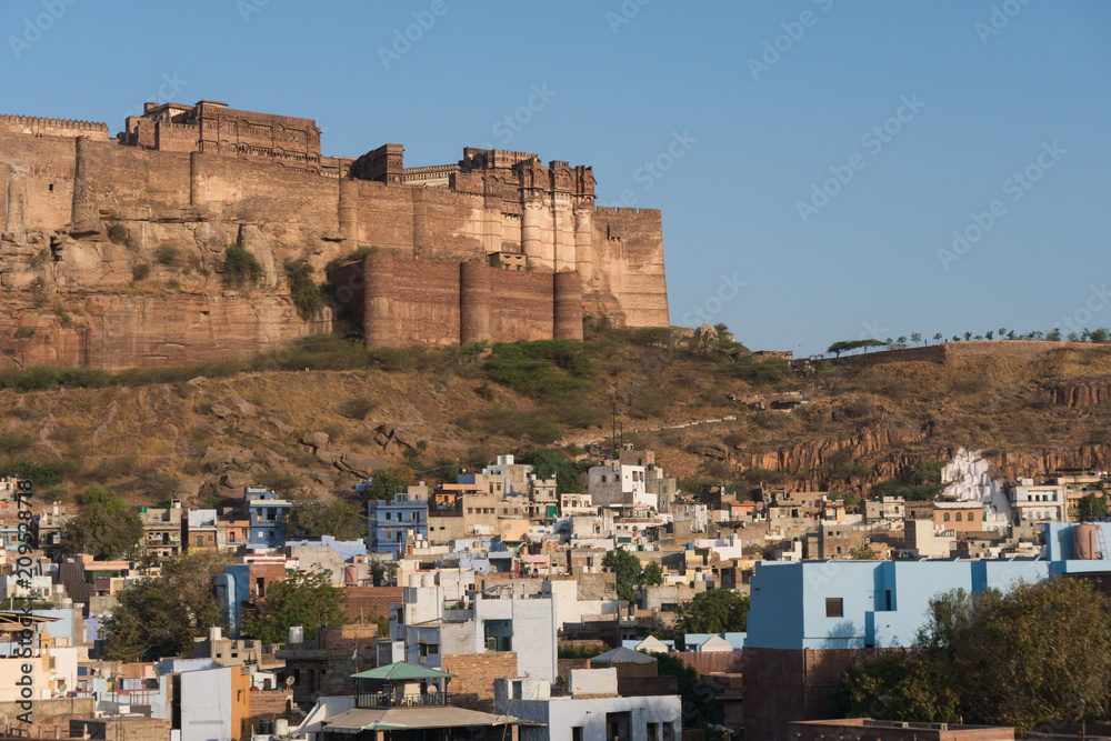 Mehrangarh fortress in Jodhpur in Rajasthan, India