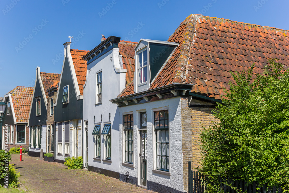Old houses in Oudeschild on Texel island, The Netherlands