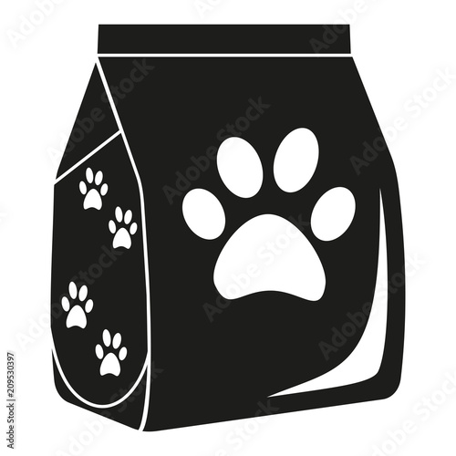Black and white dry cat food bag silhouette