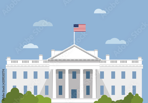 White house vector flat illustration. Washington DC. CAPITOL