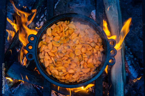 Fried carrots. Frying pan o...
