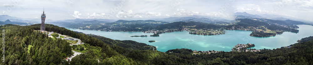 Drone view on the lake Wörthersee