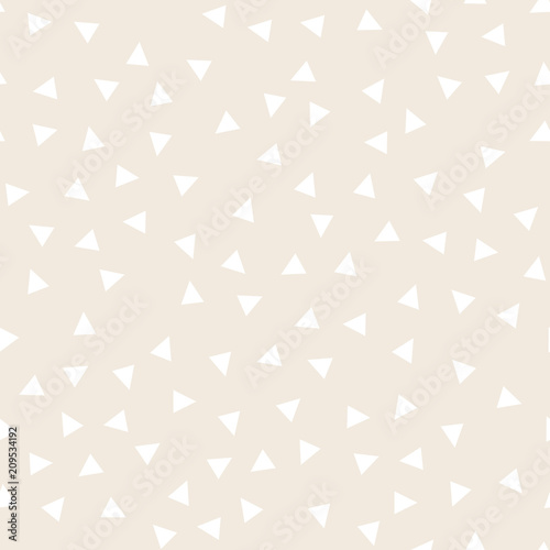 Light geometric background with triangles. Seamless pattern Two colors beige and white. Vector illustration