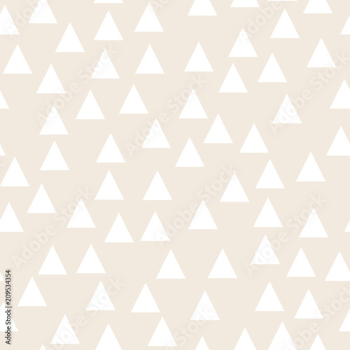 Light geometric background with triangles. Seamless pattern Two colors beige and white. Vector illustration