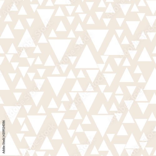 Light geometric background with triangles. Seamless pattern Two colors beige and white. Vector illustration