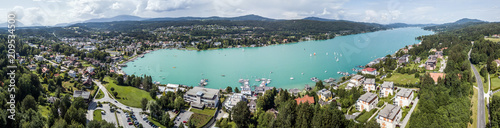 Drone view on Velden on the lake Wörthersee photo