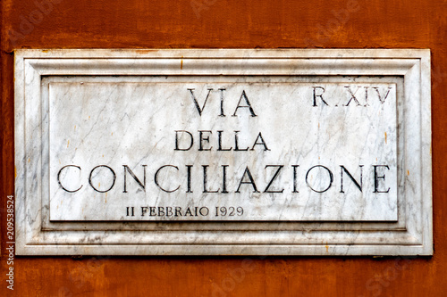 via della conciliazione rome street sign photo