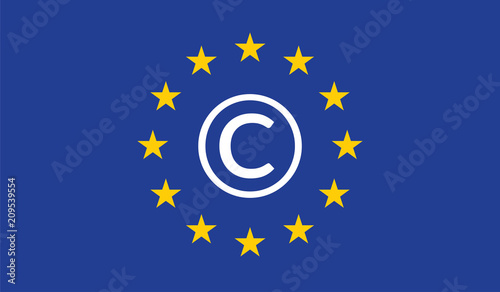 Copyright in the Digital Single Market concept on European Union flag