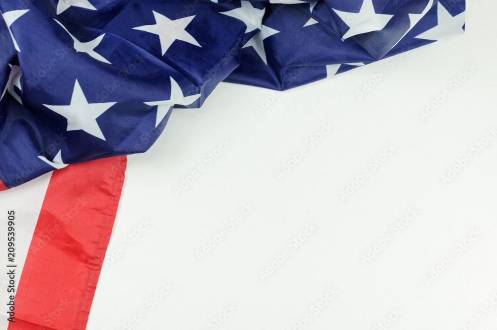 Fototapeta premium American Flag on white background for Memorial Day or 4th of July background