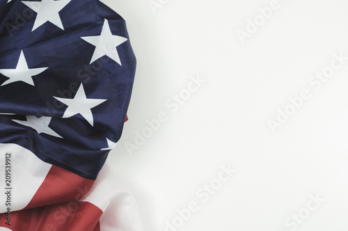 American Flag on white background for Memorial Day or 4th of July background