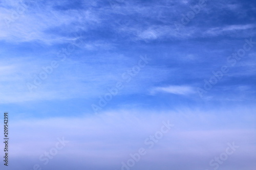 Beautiful blue sky with clouds. January  2018. Background.