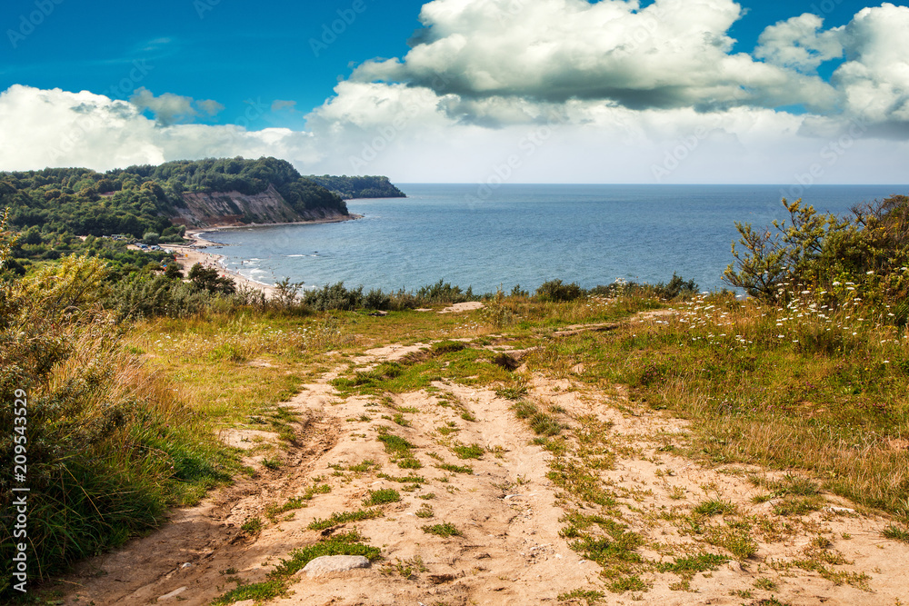 peaceful seascape with steep banks