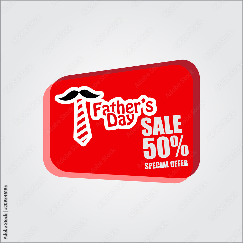 Fototapeta premium Father's Day Sale 50% Special Offer Vector Template Design Illustration