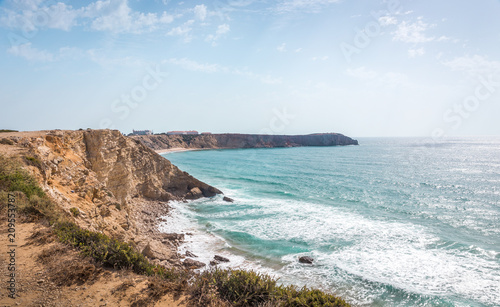 Rocky seashore in sunny Portugal