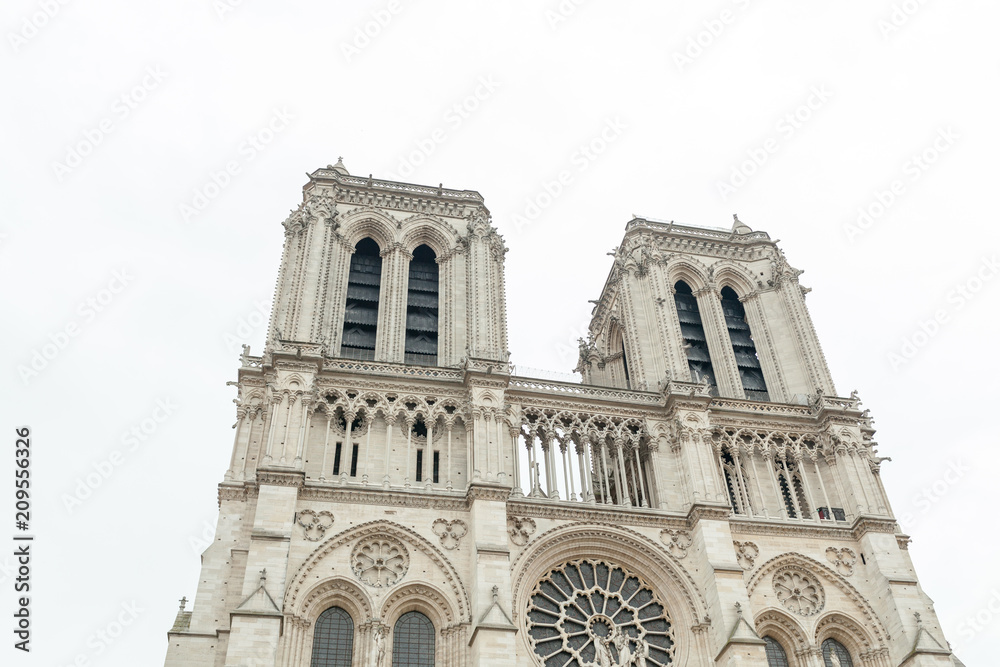 FRANCE. PARIS JUNE 01, 2018 Tourists visiting the Cathedrale Notre Dame de Paris is a most famous cathedral 1163 - 1345 on the eastern half of the Cite Island.