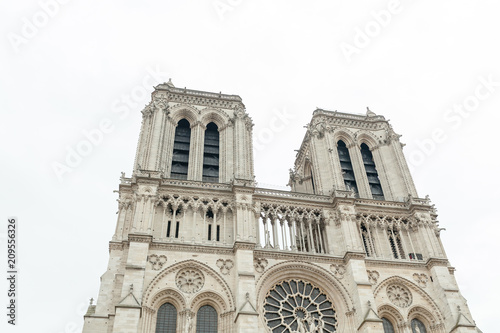 FRANCE. PARIS JUNE 01, 2018 Tourists visiting the Cathedrale Notre Dame de Paris is a most famous cathedral 1163 - 1345 on the eastern half of the Cite Island.