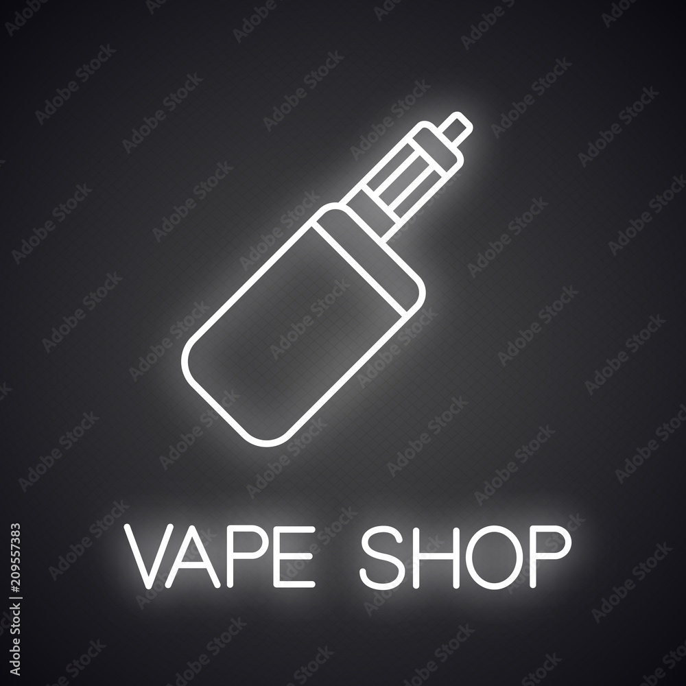 E-cigarette neon light icon E-cigarette neon light icon