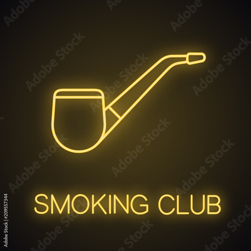 Tobacco pipe neon light icon