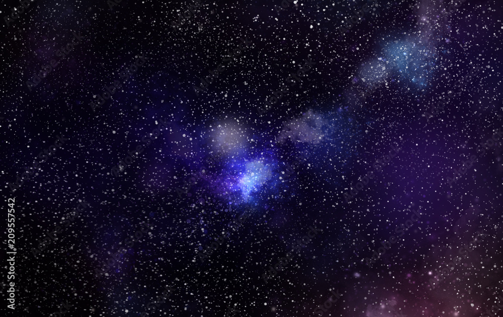 Fototapeta premium The Galaxy is covered with a violet-blue atmosphere and the clouds are spinning. 