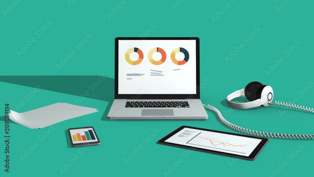 Laptop, Mobile And Digital Tablet Screens With Graph Tables And Chart. Business. Laptop, Mobile And Digital Tablet Screens With Graph Tables And Chart. Business.