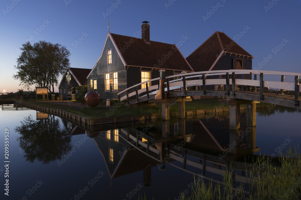 Beautiful dutch village of Zaanse Schans at dusk, Zaandam, Amsterdam, Netherlands Beautiful dutch village of Zaanse Schans at dusk, Zaandam, Amsterdam, Netherlands