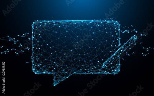 Chat Messages icon form lines, triangles and particle style design. Illustration vector