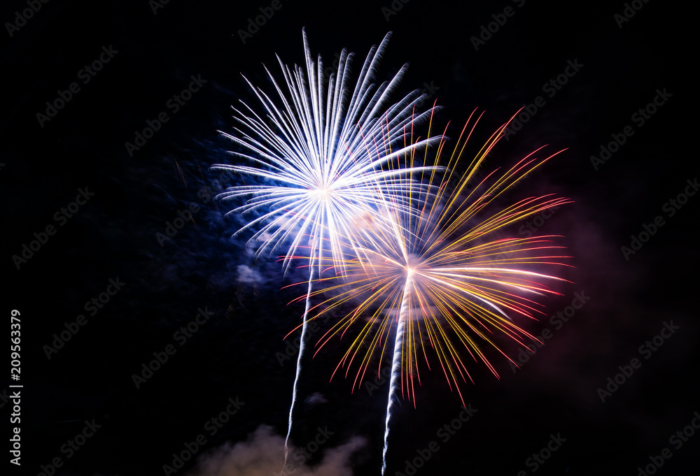 Abstract colored firework background used for overlay new year festival