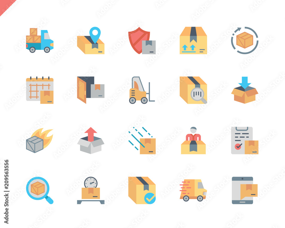 Simple Set Shipping Flat Icons for Website and Mobile Apps. Contains such Icons as Export, Logistics, Board, Cargo, Delivery. 48x48 Pixel Perfect. Vector illustration.