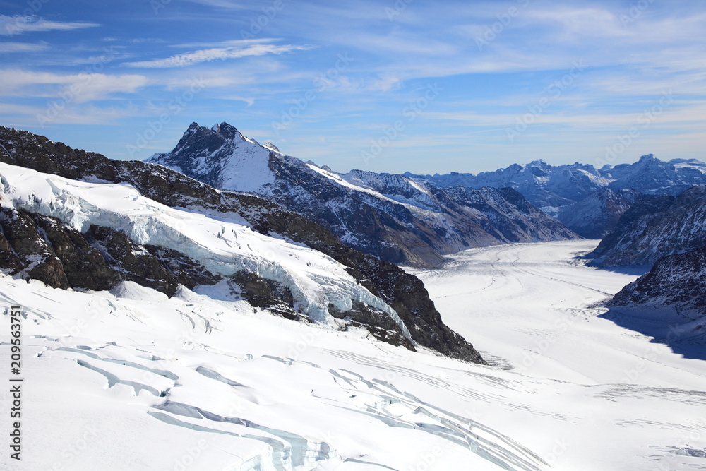 aletsch glacier seen from Jungfraujoch, a unesco world heritage in Switzerland