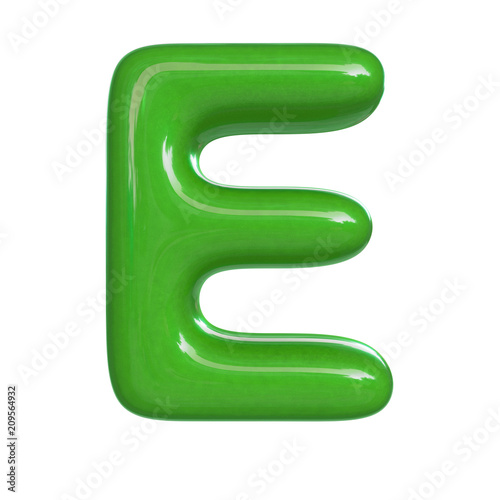 Glossy Green Paint Letter E 3d Render Of Bubble Font Isolated On White Background Stock Illustration Adobe Stock