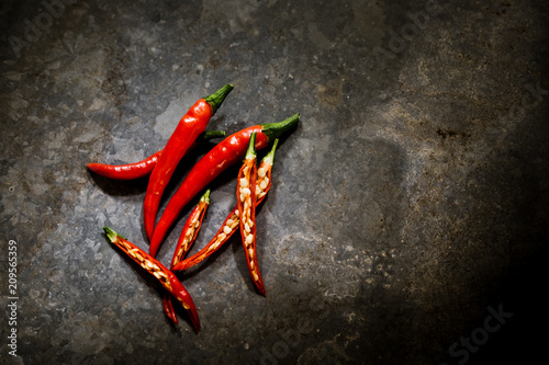 Fresh red chillies and Salt. 
