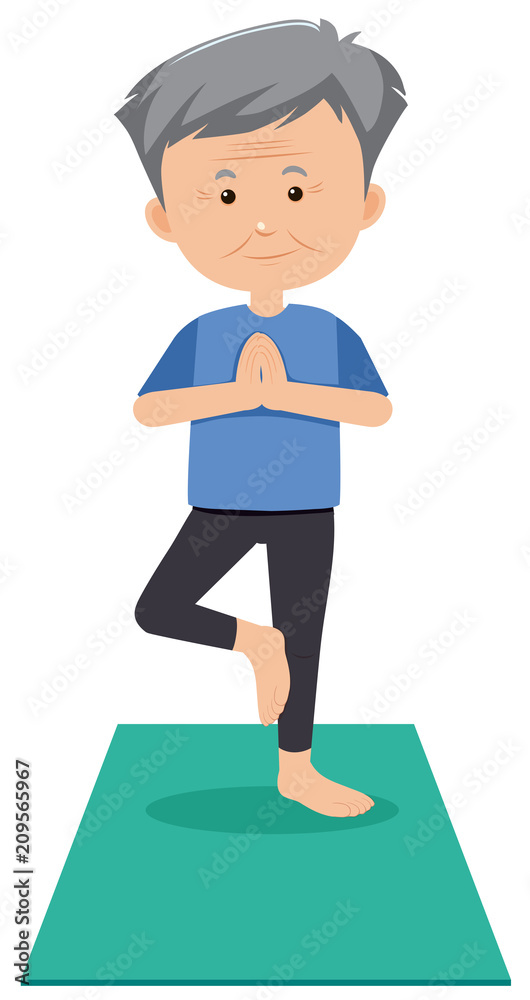 Elderly man practicing yoga