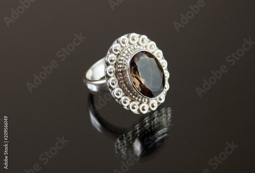 beautiful ring on black background photo