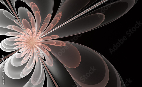 Beautiful abstract fractal flower, red color