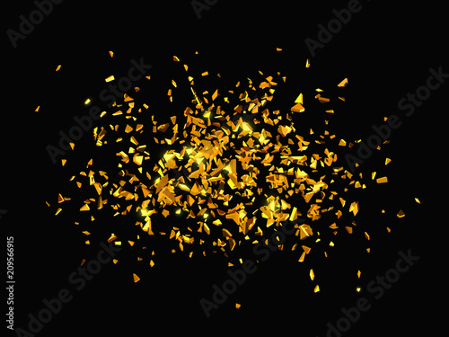 Gold debris on black background. Vector illustration