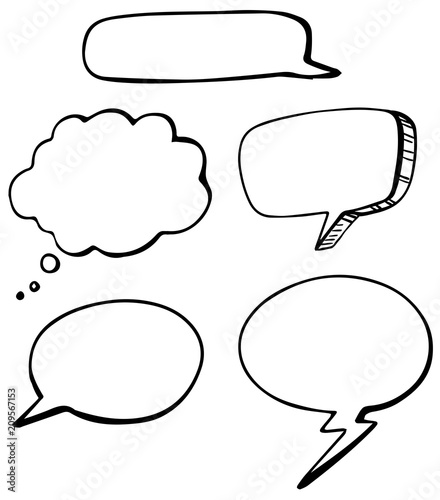 Set of doodle speech bubbles
