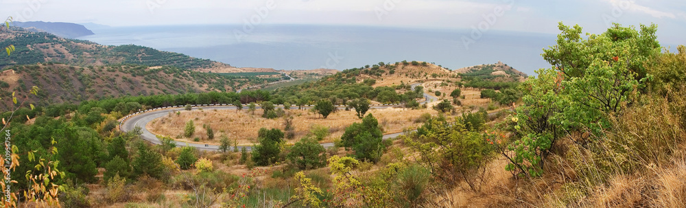 Mountain road in the Crimean mountains in the summer.